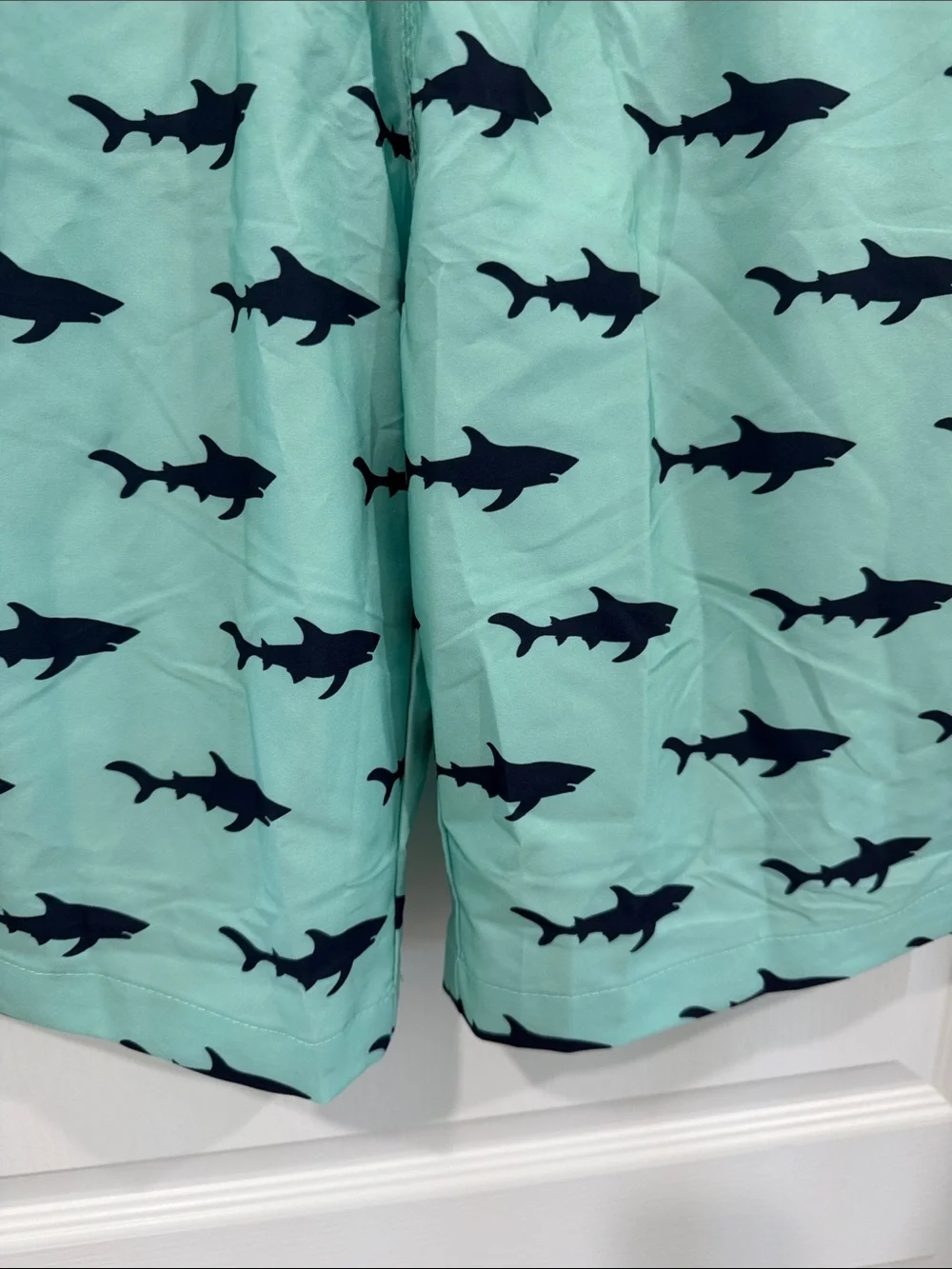 Aptro Mint Swim Shorts with black Shark Print size 3X lined - Picture 3 of 7